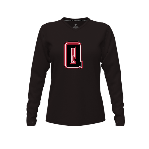 [CUS-DFW-TEES-CMF-VNK-LSL-BLK-FYXS-LOGO2] Decker Comfort T-Shirt (Female Youth XS, Black, V Neck, Logo 2, Long Sleeve)