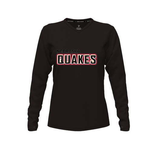 [FTLVPTBK-FYXS-LOGO1] Decker Performance T-Shirt (Female Youth XS, Black, V Neck, Logo 1, Long Sleeve)