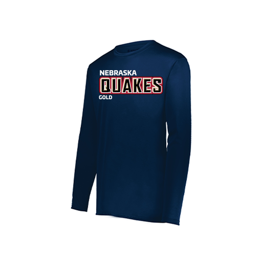 [222823.065.S-LOGO3] Youth LS Smooth Sport Shirt (Youth S, Navy, Logo 3)